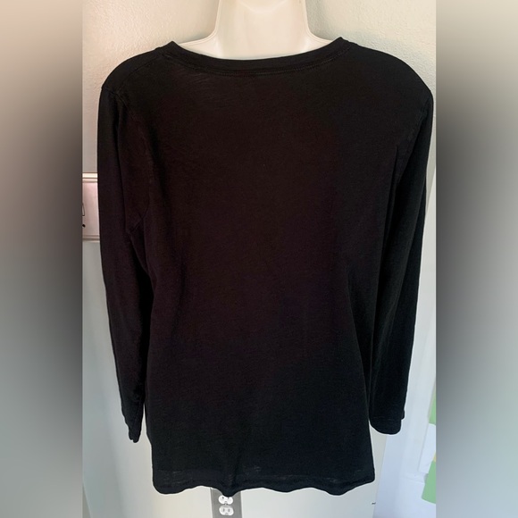 Madewell Women’s Plus 1X Black LS Fall Cotton Tee Stretch Top Classic - Picture 3 of 3